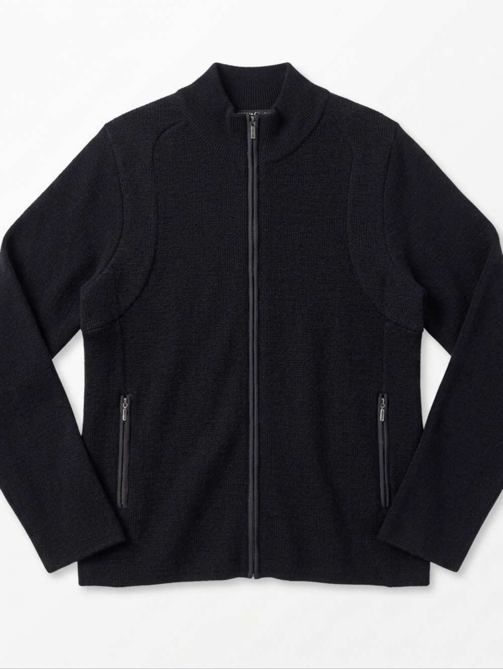 Peruvian Connection Black Knit Alpaca Cardigan Zip-Up Sweater Size XL